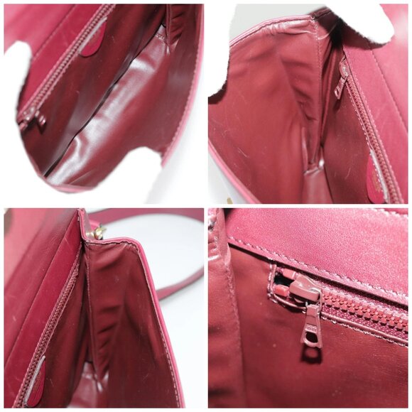 CELINE Shoulder Bag Leather Wine Red Gold Auth - Picture 13 of 15